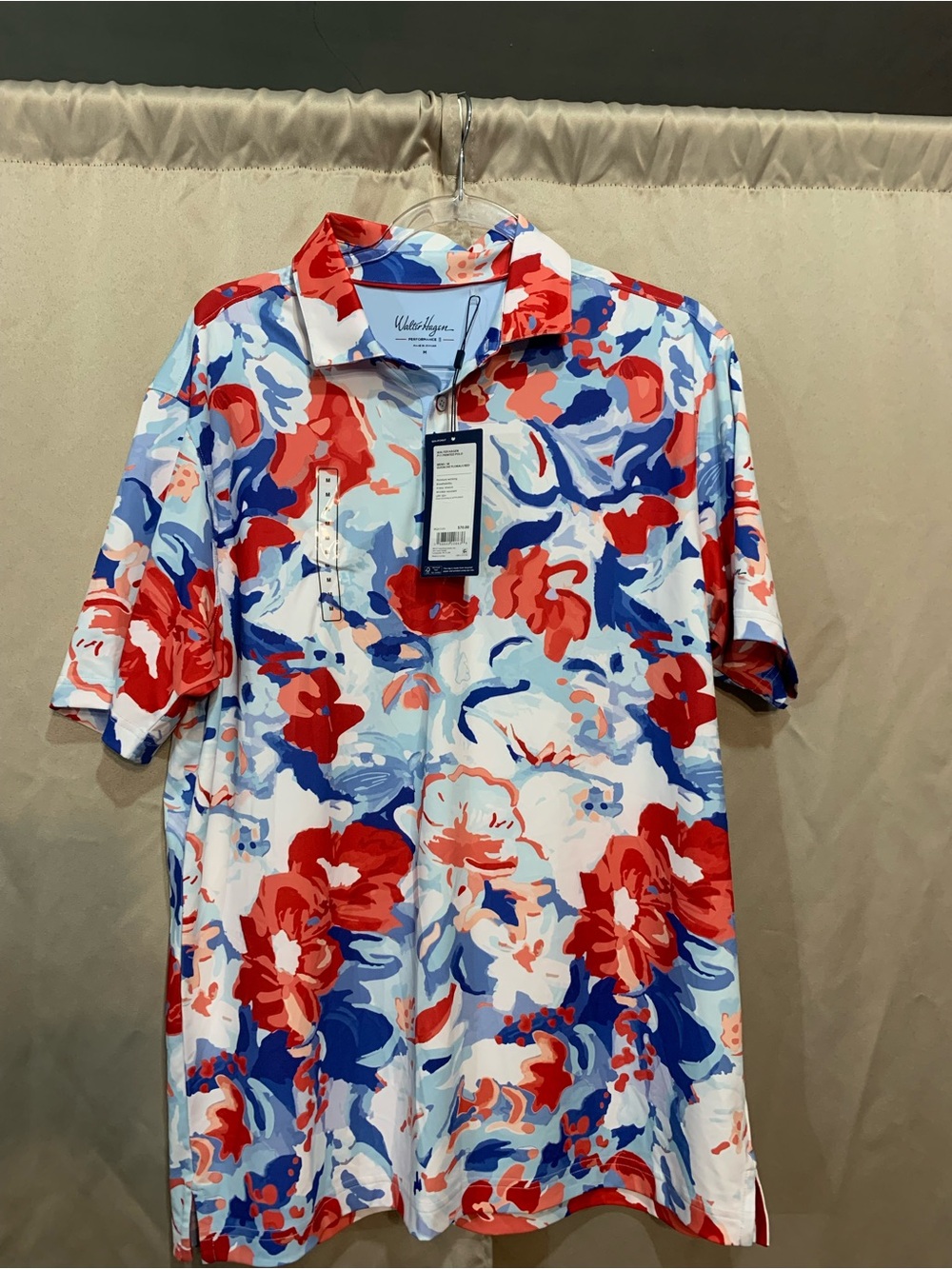 Walter Hagen Red, Blue and White Floral Polo 98/2